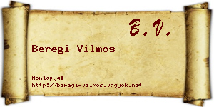 Beregi Vilmos névjegykártya